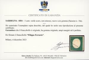 1854 - 5 cent. verde scuro, non ... 