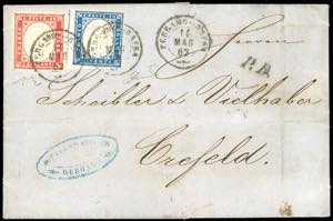 1862 - 40 cent. perfetto e 20 cent. sfiorato ... 