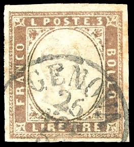 1861 - 3 lire rame (18), perfetto e ben ... 