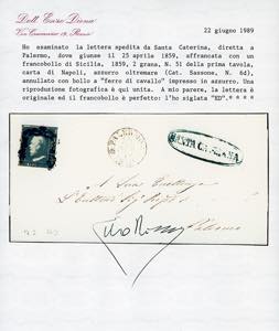 1859 - 2 grana azzurro oltremare, ... 