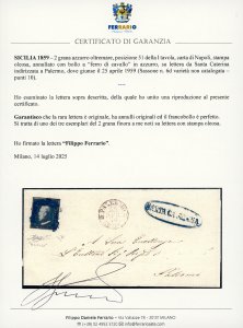 1859 - 2 grana azzurro oltremare, ... 