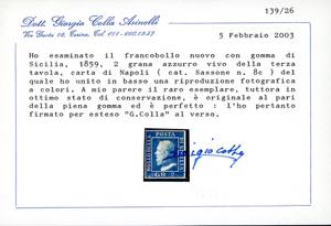1859 - 2 grana azzurro vivo, III ... 