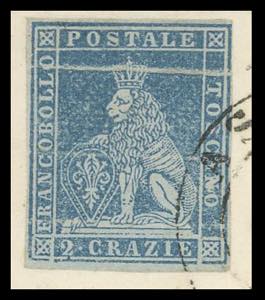 1853 - 2 crazie azzurro chiaro su ... 