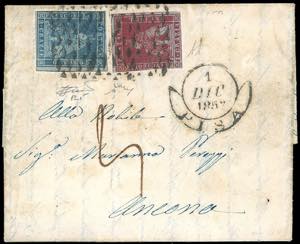 1852 - 2 crazie azzurro grigio, pli ... 