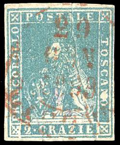 1857 - 2 crazie azzurro, II emissione (13), ... 