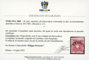 1860 - 40 cent. carminio (21), ... 