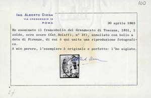 1851 - 1 soldo ocra scuro, I ... 