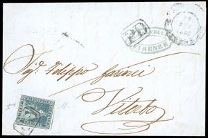 1857 - 6 crazie azzurro su grigio (7d), ... 