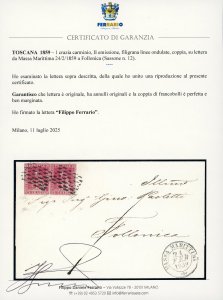 1859 - 1 crazia carminio, II ... 