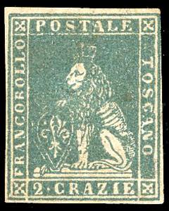 1857 - 2 crazie azzurro verdastro, II ... 