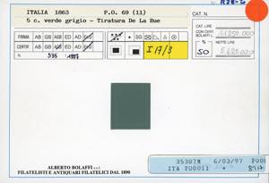 1863 - 5 cent. De La Rue, tiratura ... 