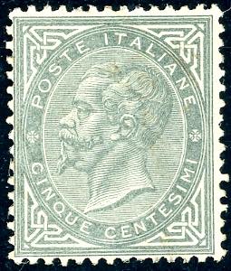 1866 - 5 cent. verde grigio scuro, De La ... 