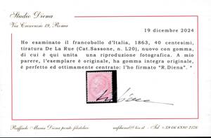 1863 - 40 cent. rosa carminio, De ... 