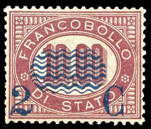 1878 - 2 cent. su 10 lire Servizio ... 