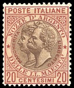 1893 - 20 cent. rosso bruno e bruno Nozze ... 