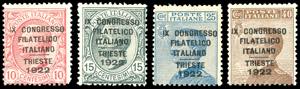 1922 - Congresso Filatelico, soprastampati, ... 