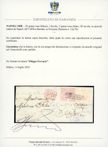 1858 - 20 grana rosa lillaceo, I ... 