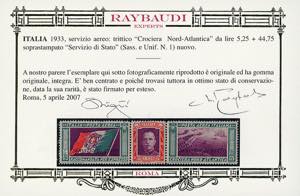 1933 - 5,25 + 44,75 lire Trittico ... 