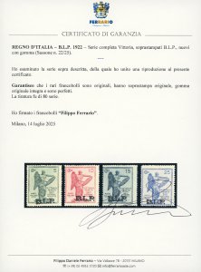 1922 - Vittoria, soprastampati ... 