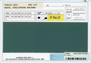 ASSOC.BIBLIOTECHE BOLOGNA 1924 - ... 