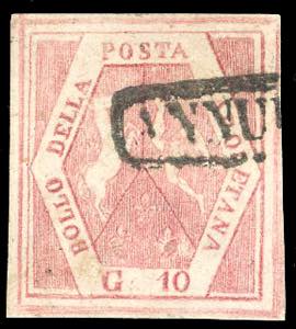 1860 - 10 grana rosa carminio, falso per ... 
