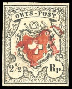 SVIZZERA POSTE FEDERALI 1850 - 2 1/2 r. Orts ... 