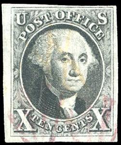 STATI UNITI 1847 - 10 c. grigio nero, ... 