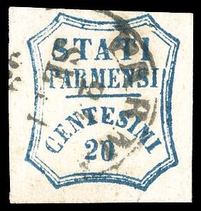 1859 - 20 cent. azzurro (15), usato, ... 