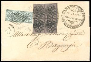 1865 - 1/2 baj violetto cupo, blocco di ... 