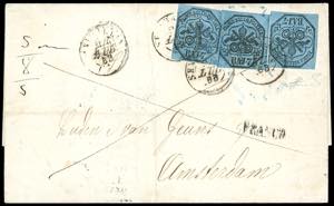 1853 - 7 baj azzurro (8), tre esemplari, ... 