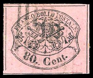 1867 - 80 cent. rosa lillaceo (20), usato, ... 
