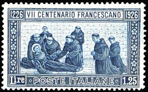 1926 - 1,25 lire San Francesco, dent. 13 1/2 ... 