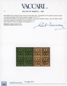 1852 - 25 cent. verde, errore di ... 