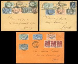 1926 - Tre buste affrancate con i quattro ... 