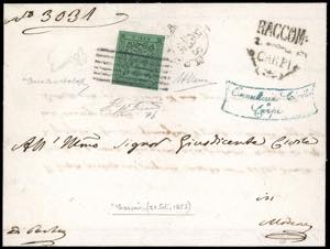 1853 - 5 cent. verde, punto dopo le cifre, ... 