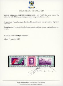 1933 - 5,25 + 44,75 lire Trittico ... 