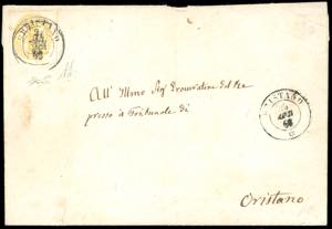 1868 - 10 cent. giallo (1), perfetto, usato ... 