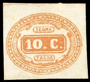 1863 - 10 cent. arancio (1b), gomma ... 