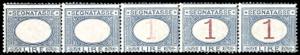 1890 - 1 lira azzurro e carminio, striscia ... 