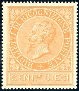 1874 - 10 cent. ocra arancio (1), ottima ... 