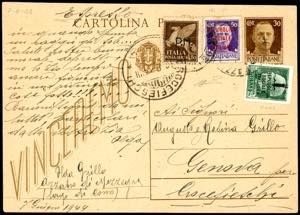 1944 - 50 cent. aerea soprastampato PM, 25 e ... 