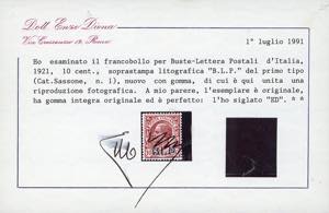 1921 - Soprastampati BLP, I tipo, ... 
