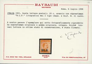 1921 - Soprastampati BLP, I tipo, ... 