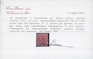 1921 - Soprastampati BLP, I tipo, ... 