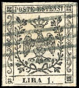 1853 - 1 lira bianco (11), usato, perfetto. ... 