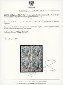 1923 - 15 cent., soprastampa BLP ... 