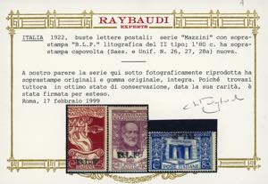 1922 - Mazzini, soprastampa BLP, ... 