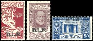 1922 - Mazzini, soprastampa BLP, capovolta ... 