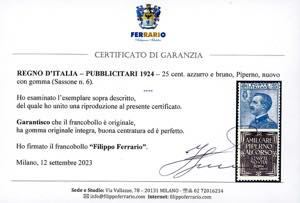 1924 - 25 cent. Piperno (6), ... 