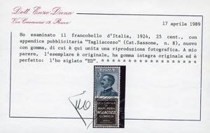 1924 - 25 cent. Tagliacozzo (8), ... 